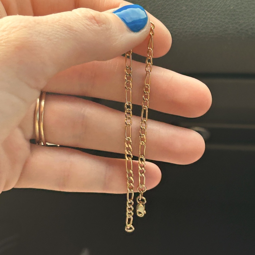 Solid 14K yellow gold Figaro Bracelet &/ or Toddler Anklet 7” NEW